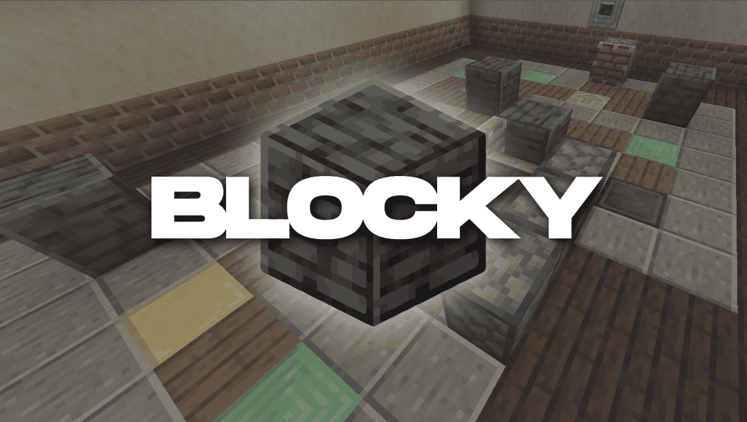 The logo for Blocky, a Minecraft map for 1.17+ by FeatureFire on MCCreations