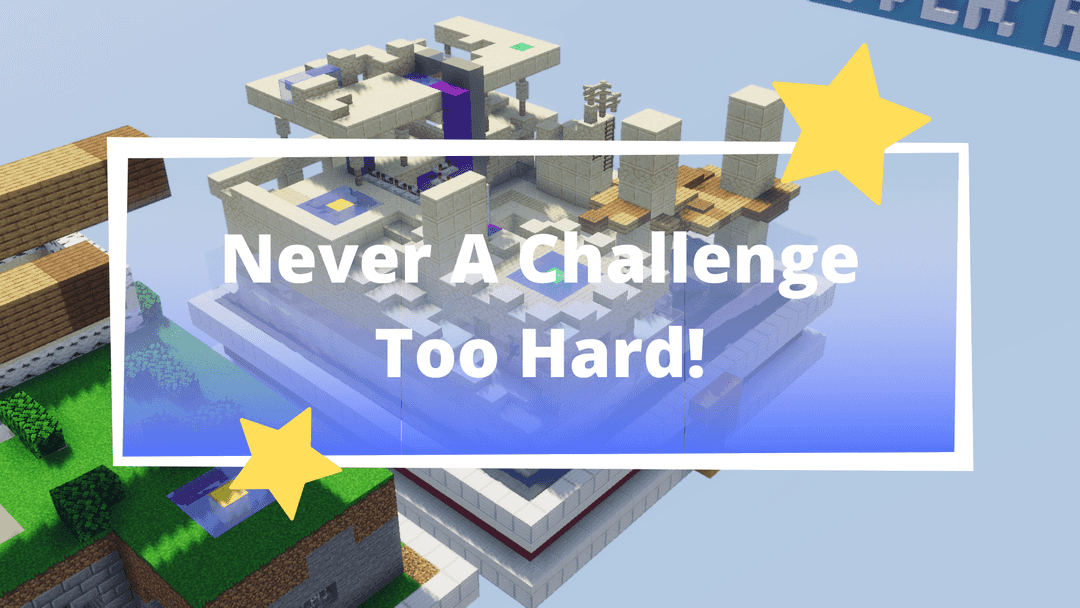 The logo for Never A Challenge Too Hard, a Minecraft map for 1.15.2 by Spark Games on MCCreations