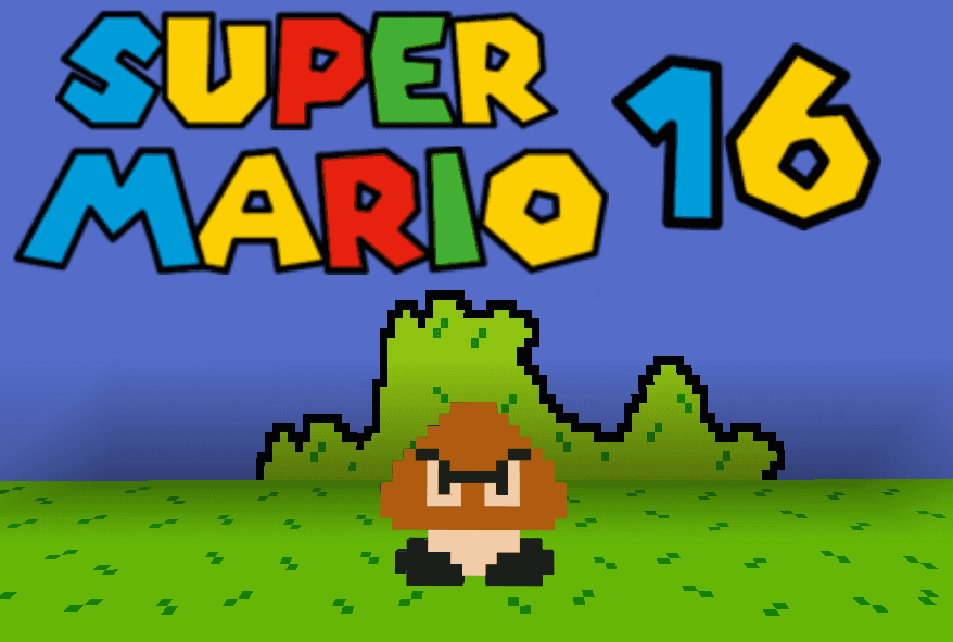 The logo for Super Mario 16, a Minecraft map for 1.15.1 by Henzoid on MCCreations
