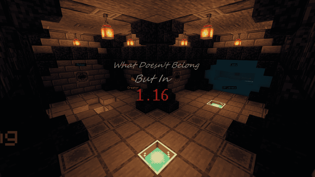 The logo for What Doesn't Belong... But in 1.16., a Minecraft map for 1.16.1 by Galactic Melon on MCCreations