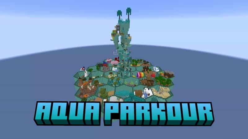 The logo for Aqua Parkour, a Minecraft map for 1.21 by Teddyishappyl on MCCreations