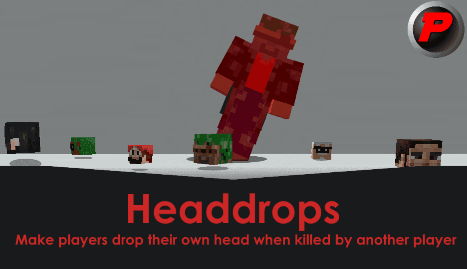 The logo for Headdrops, a Minecraft datapack for 1.14+ by Plagiatus on MCCreations