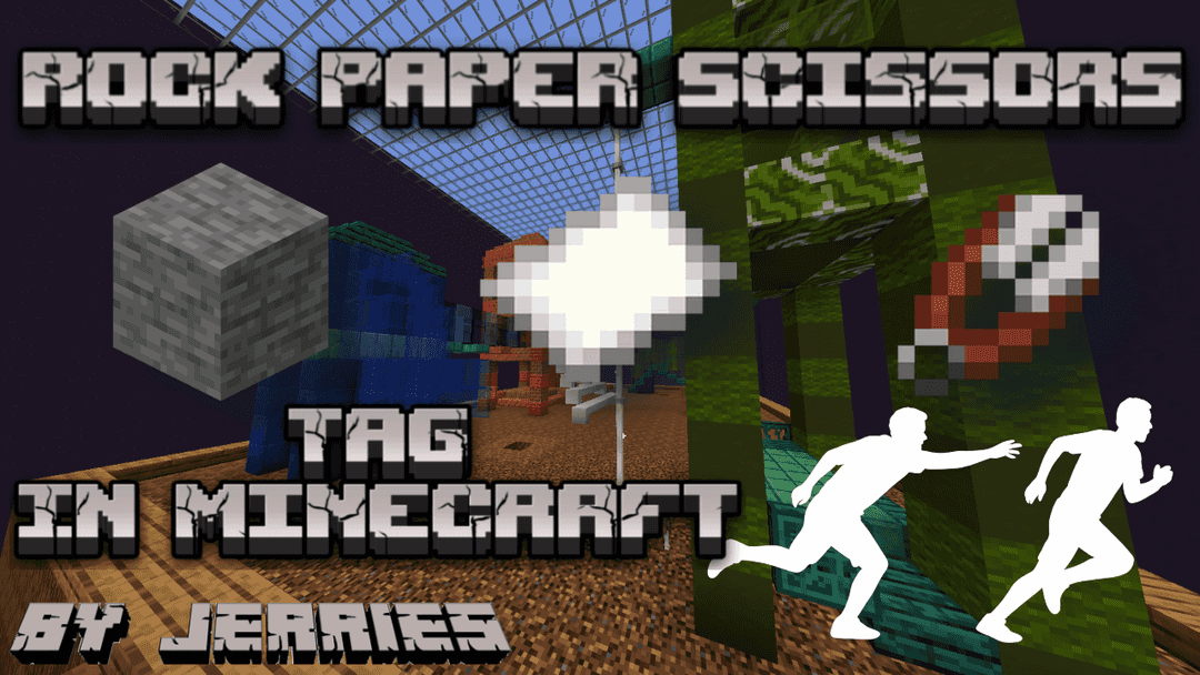 The logo for Rock Paper Scissors Tag!, a Minecraft map for 1.21.11 by Jerries on MCCreations