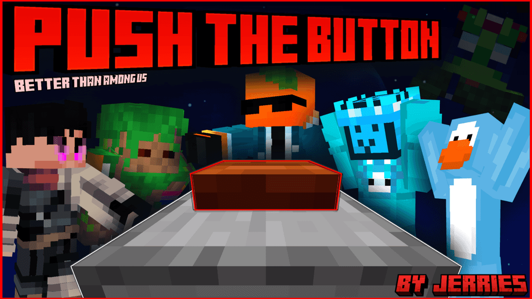 The logo for Jackbox: Push The Button, a Minecraft map for 26.2 by Jerries on MCCreations