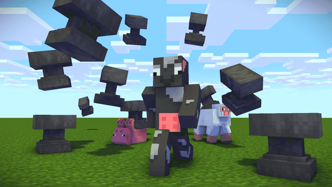 The logo for Minecraft But Anvil Rain, a Minecraft datapack for 1.17+ by CrazyCowMM on MCCreations