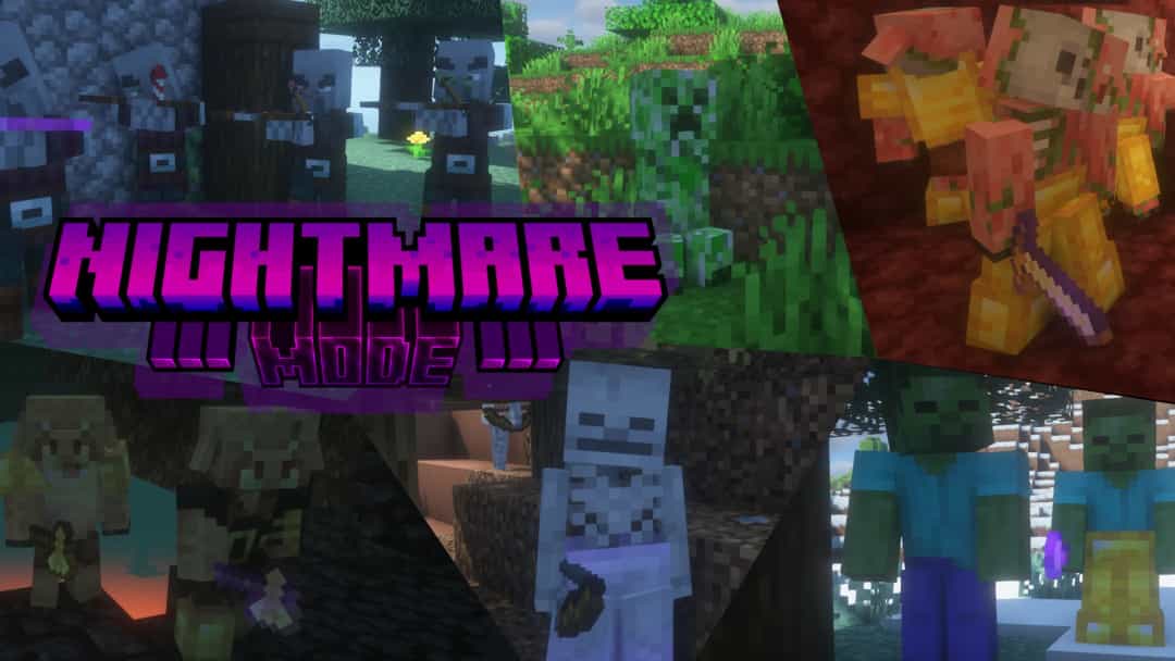 The logo for Nightmare Mode, a Minecraft datapack for 1.21.1 by Gamingbarn on MCCreations