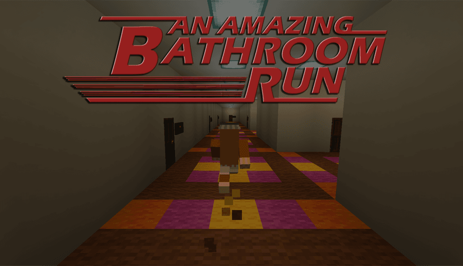 The logo for An Amazing Bathroom Run, a Minecraft map for Minecraft 1.19.2 by TheZaius on MCCreations