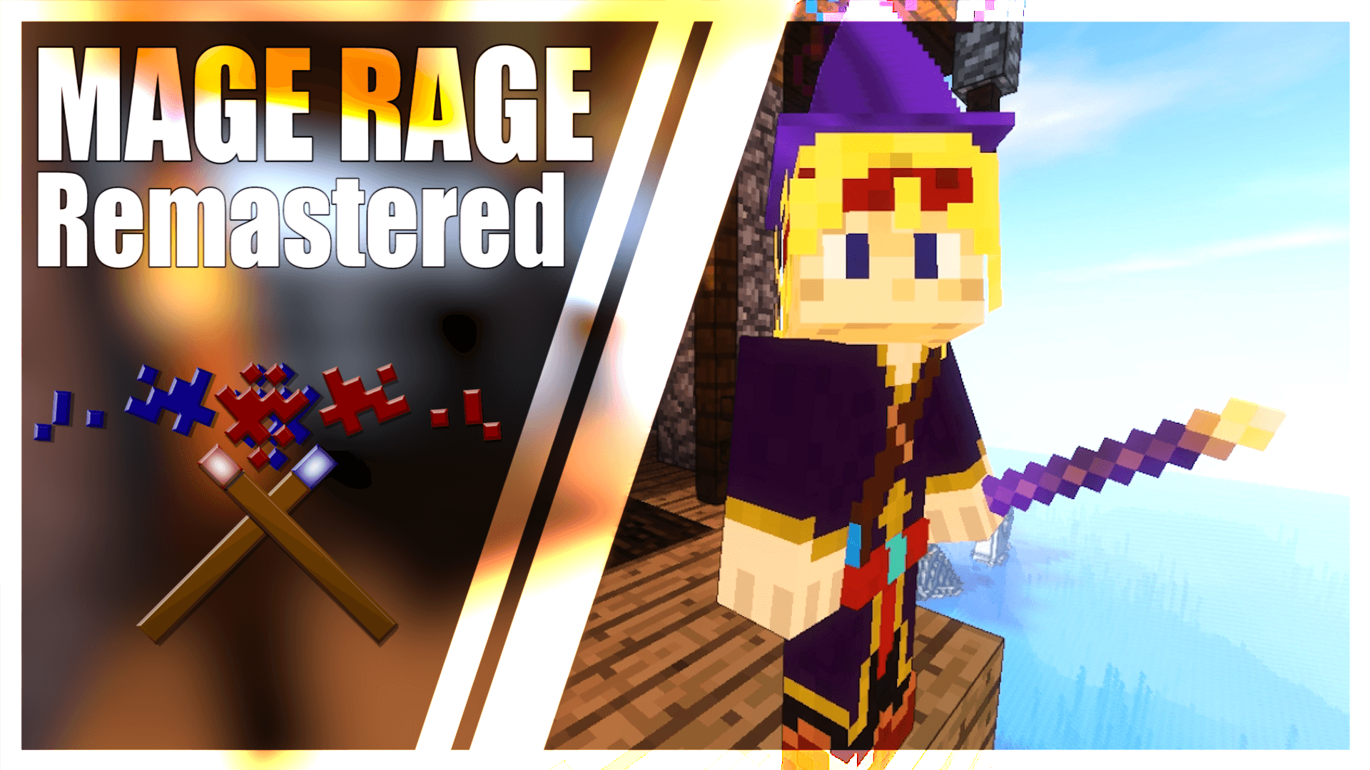 The logo for Mage Rage: Remastered, a Minecraft map for Minecraft 1.18.1 by EddCase on MCCreations