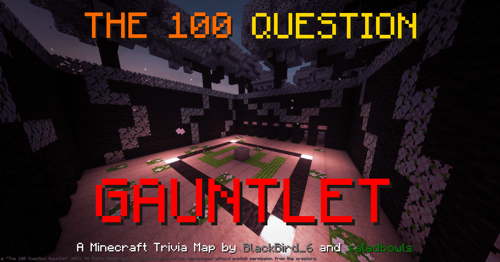 The logo for The 100 Question Gauntlet, a Minecraft map for Minecraft 1.20.1 by saladbowls on MCCreations