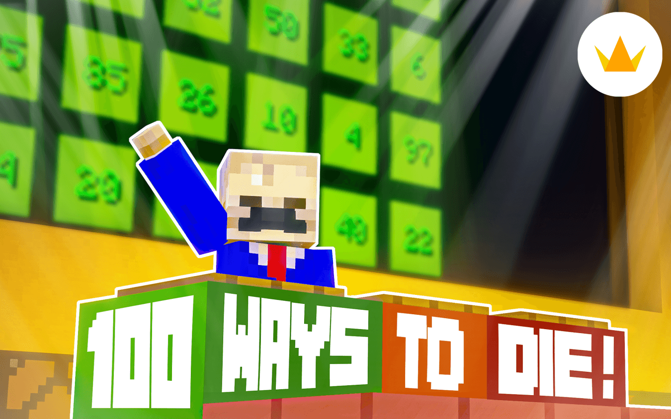 The logo for 100 Ways To Die, a Minecraft map for Minecraft 1.21.5 by TheWorfer27 on MCCreations