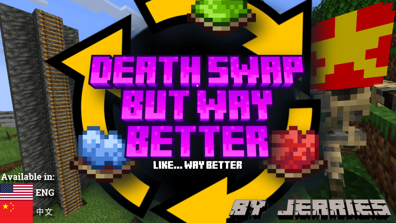 The logo for Death Swap But Way Better, a Minecraft Map