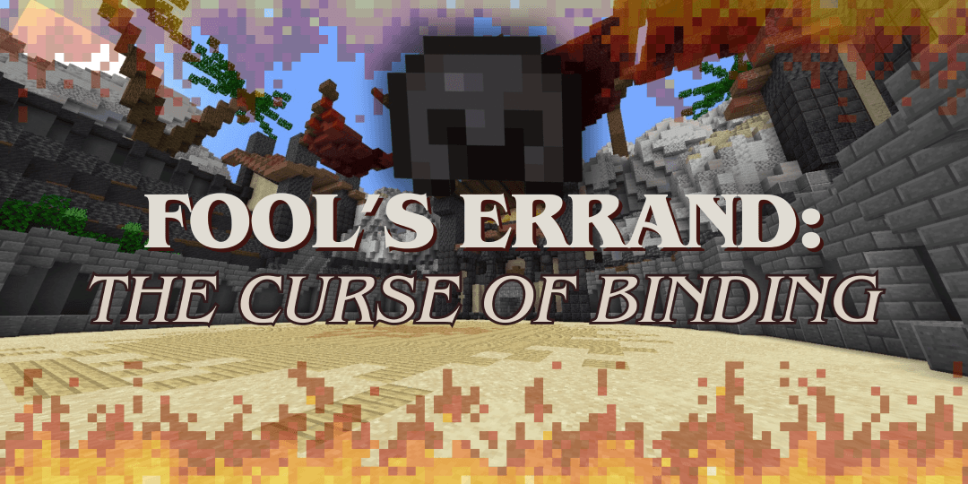 The logo for Fool's Errand: The Curse of Binding - a soulslike adventure map, a Minecraft map for Minecraft Java 1.20.2 by uzbuz on MCCreations