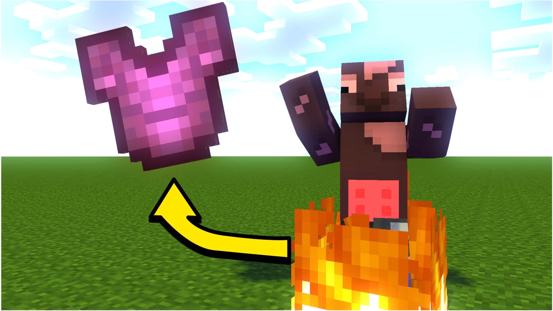MinecraftのデータパックMinecraft But Fire = OP Lootのロゴ